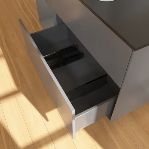 VILLEROY BOCH Toaletní skříňka Finion, s osvětlením, 3 výsuvy, 1200 x 603 x 501 mm, antracit matný lak / antracit matný lak / sklo černé matné #F412GKGK, obrázek 7