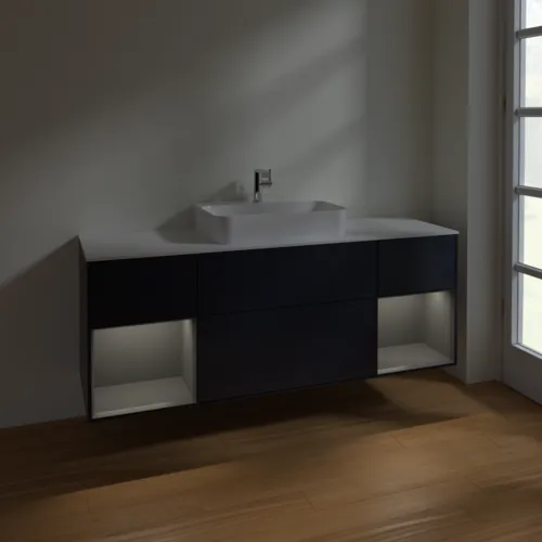 VILLEROY BOCH Toaletní skříňka Finion, s osvětlením, 4 výsuvy, 1600 x 603 x 501 mm, Midnight Blue Matt Lacquer / Anthracite Matt Lacquer / Glass White Matt #F451GKHG, obrázek 4