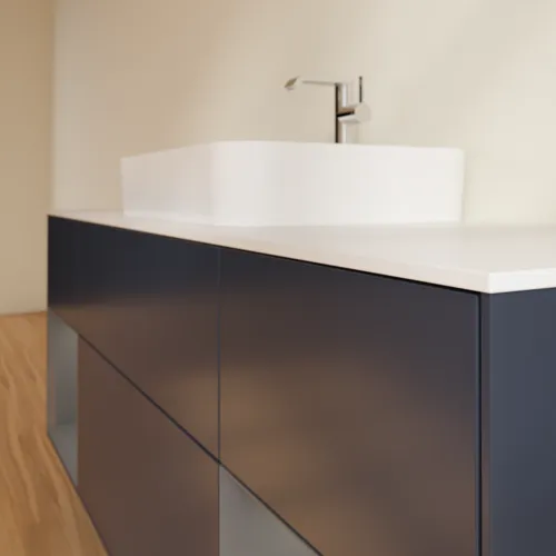 VILLEROY BOCH Toaletní skříňka Finion, s osvětlením, 4 výsuvy, 1600 x 603 x 501 mm, Midnight Blue Matt Lacquer / Anthracite Matt Lacquer / Glass White Matt #F451GKHG, obrázek 5