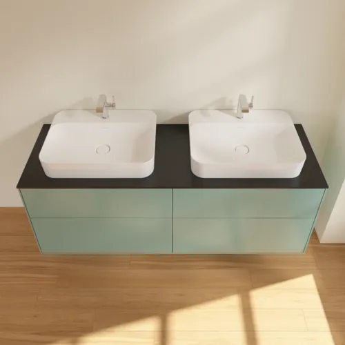 VILLEROY BOCH Toaletní skříňka Finion, 4 výsuvy, 1600 x 603 x 501 mm, olivový matný lak / sklo černé matné #F43200GM, obrázek 3