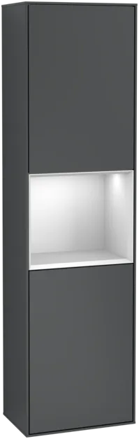 VILLEROY BOCH Vysoká skříňka Finion, s osvětlením, 2 dveře, 418 x 1516 x 270 mm, Midnight Blue Matt Lacquer / White Matt Lacquer #F460MTHG