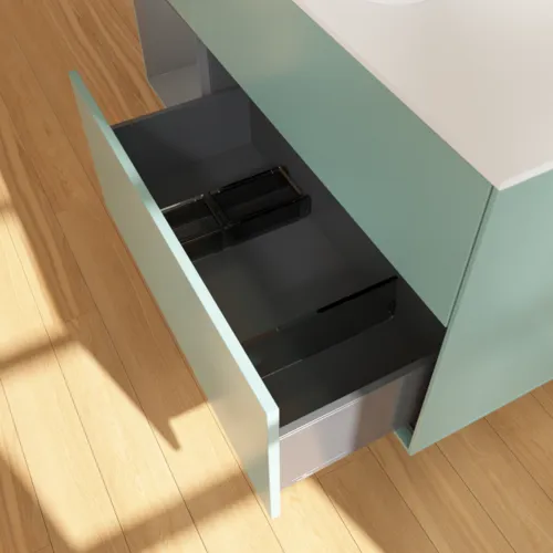 VILLEROY BOCH Toaletní skříňka Finion, s osvětlením, 3 výsuvy, 1200 x 603 x 501 mm, olivový matný lak / antracitový matný lak / bílé matné sklo #F411GKGM, obrázek 7