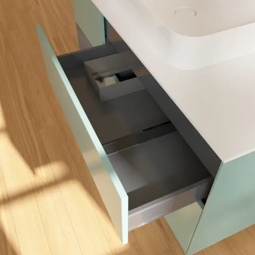 VILLEROY BOCH Toaletní skříňka Finion, s osvětlením, 3 výsuvy, 1200 x 603 x 501 mm, olivový matný lak / antracitový matný lak / bílé matné sklo #F411GKGM, obrázek 8