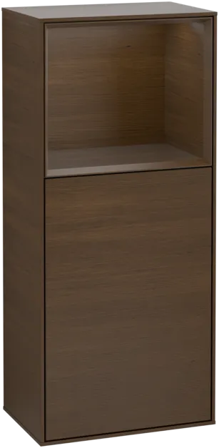VILLEROY BOCH Boční skříňka Finion, s osvětlením, 1 dvířka, 418 x 936 x 270 mm, ořechová dýha / ořechová dýha #F500GNGN