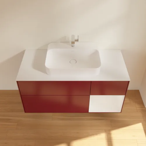 VILLEROY BOCH Toaletní skříňka Finion, s osvětlením, 3 výsuvy, 1200 x 603 x 501 mm, matný lak Peony / lesklý bílý lak / matné bílé sklo #F421GFHB, obrázek 4