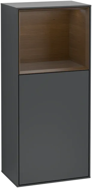 VILLEROY BOCH Boční skříňka Finion, s osvětlením, 1 dvířka, 418 x 936 x 270 mm, matný lak Midnight Blue / ořechová dýha #F500GNHG