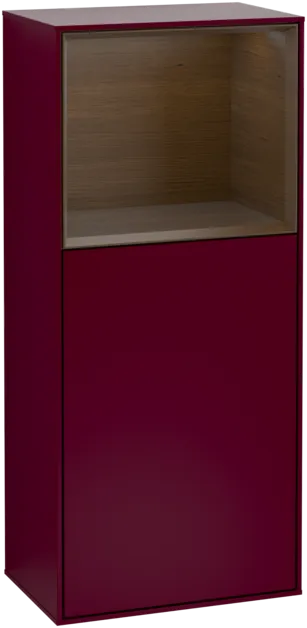 VILLEROY BOCH Boční skříňka Finion, s osvětlením, 1 dvířka, 418 x 936 x 270 mm, matný lak Peony / ořechová dýha #F500GNHB