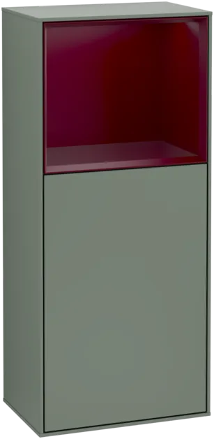 VILLEROY BOCH Boční skříňka Finion, s osvětlením, 1 dvířka, 418 x 936 x 270 mm, olivový matný lak / pivoňkový matný lak #F500HBGM