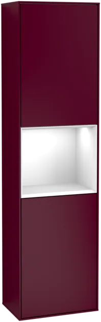 VILLEROY BOCH Vysoká skříňka Finion, s osvětlením, 2 dveře, 418 x 1516 x 270 mm, matný lak Peony / lesklý bílý lak #F460GFHB