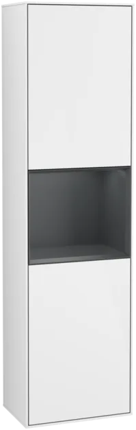 VILLEROY BOCH Vysoká skříňka Finion, s osvětlením, 2 dveře, 418 x 1516 x 270 mm, lesklý bílý lak / půlnočně modrý matný lak #F460HGGF