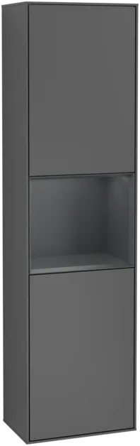 VILLEROY BOCH Vysoká skříňka Finion, s osvětlením, 2 dveře, 418 x 1516 x 270 mm, antracitový matný lak / půlnoční modrý matný lak #F460HGGK
