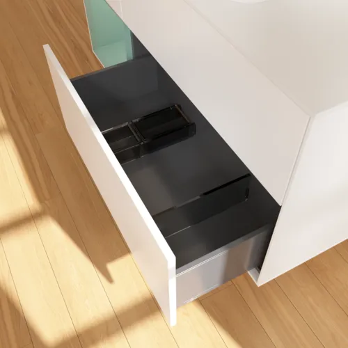 VILLEROY BOCH Toaletní skříňka Finion, s osvětlením, 3 výsuvy, 1200 x 603 x 501 mm, bílý matný lak / olivový matný lak / sklo bílé matné #F411GMMT, obrázek 7
