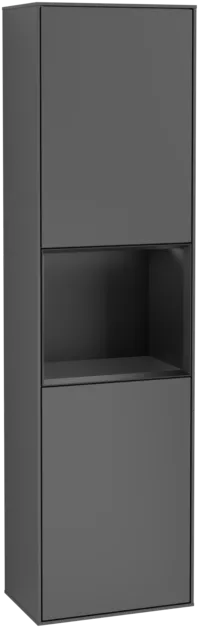 VILLEROY BOCH Vysoká skříňka Finion, s osvětlením, 2 dveře, 418 x 1516 x 270 mm, antracitový matný lak / černý matný lak #F460PDGK