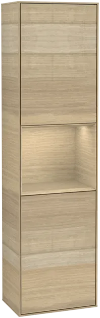 VILLEROY BOCH Vysoká skříňka Finion, s osvětlením, 2 dveře, 418 x 1516 x 270 mm, dubová dýha / dubová dýha #F470PCPC