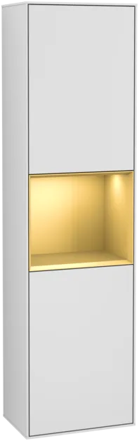 VILLEROY BOCH Vysoká skříňka Finion, s osvětlením, 2 dveře, 418 x 1516 x 270 mm, bílý matný lak / zlatý matný lak #F460HFMT