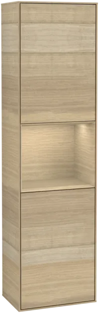 VILLEROY BOCH Vysoká skříňka Finion, s osvětlením, 2 dveře, 418 x 1516 x 270 mm, dubová dýha / dubová dýha #F460PCPC