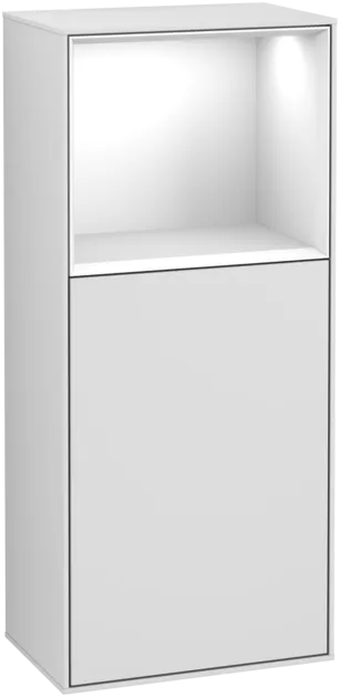 VILLEROY BOCH Boční skříňka Finion, s osvětlením, 1 dveře, 418 x 936 x 270 mm, bílý matný lak / lesklý bílý lak #F500GFMT