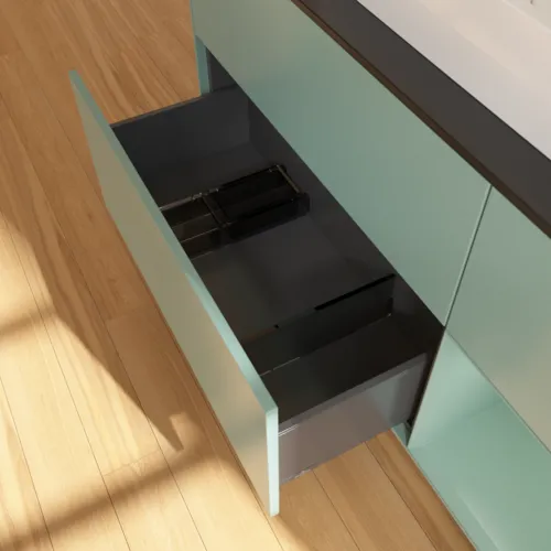 VILLEROY BOCH Toaletní skříňka Finion, s osvětlením, 3 výsuvy, 1200 x 603 x 501 mm, olivově matný lak / olivově matný lak / sklo černé matné #F422GMGM, obrázek 7