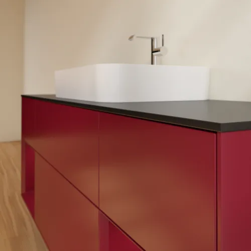 VILLEROY BOCH Toaletní skříňka Finion, s osvětlením, 4 výsuvy, 1600 x 603 x 501 mm, Peony Matt Lacquer / Peony Matt Lacquer / Glass Black Matt #F452HBHB, obrázek 4