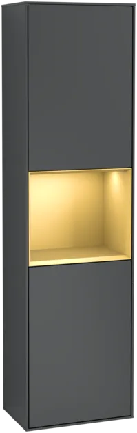 VILLEROY BOCH Vysoká skříňka Finion, s osvětlením, 2 dveře, 418 x 1516 x 270 mm, Midnight Blue Matt Lacquer / Gold Matt Lacquer #F460HFHG