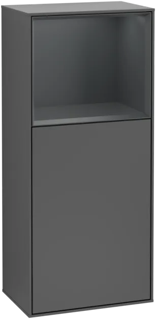 VILLEROY BOCH Boční skříňka Finion, s osvětlením, 1 dvířka, 418 x 936 x 270 mm, antracitový matný lak / půlnoční modrý matný lak #F500HGGK