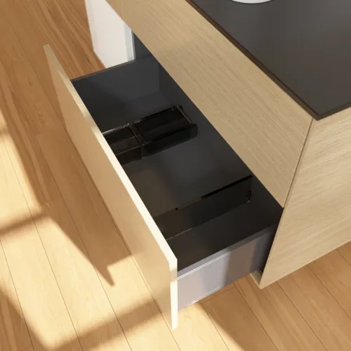VILLEROY BOCH Toaletní skříňka Finion, s osvětlením, 3 výsuvy, 1200 x 603 x 501 mm, dubová dýha / lesklý bílý lak / černé matné sklo #F412GFPC, obrázek 7