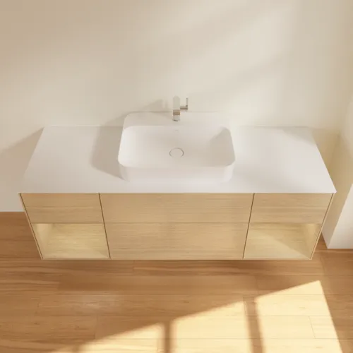 VILLEROY BOCH Toaletní skříňka Finion, s osvětlením, 4 výsuvy, 1600 x 603 x 501 mm, dubová dýha / dubová dýha / sklo bílé matné #F451PCPC, obrázek 4