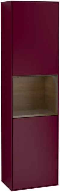 VILLEROY BOCH Vysoká skříňka Finion, s osvětlením, 2 dveře, 418 x 1516 x 270 mm, matný lak Peony / ořechová dýha #F460GNHB