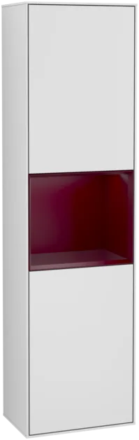 VILLEROY BOCH Vysoká skříňka Finion, s osvětlením, 2 dveře, 418 x 1516 x 270 mm, bílý matný lak / pivoňkový matný lak #F460HBMT