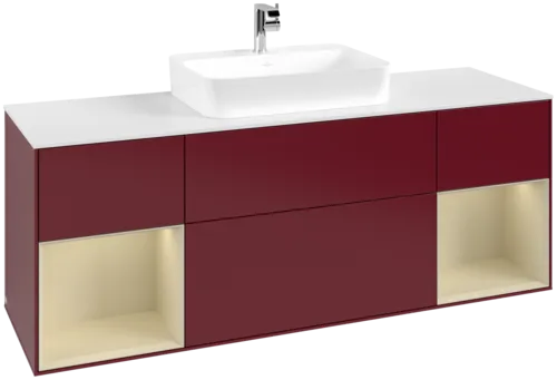 VILLEROY BOCH Toaletní skříňka Finion, s osvětlením, 4 výsuvy, 1600 x 603 x 501 mm, Peony Matt Lacquer / Silk Grey Matt Lacquer / Glass White Matt #F451HJHB