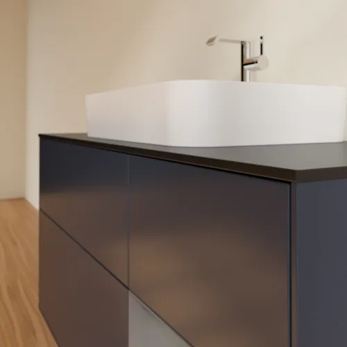VILLEROY BOCH Toaletní skříňka Finion, s osvětlením, 3 výsuvy, 1200 x 603 x 501 mm, Midnight Blue Matt Lacquer / Anthracite Matt Lacquer / Glass Black Matt #F422GKHG, obrázek 6