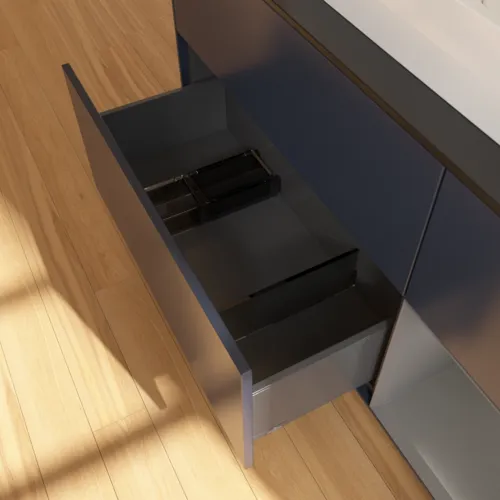 VILLEROY BOCH Toaletní skříňka Finion, s osvětlením, 3 výsuvy, 1200 x 603 x 501 mm, Midnight Blue Matt Lacquer / Anthracite Matt Lacquer / Glass Black Matt #F422GKHG, obrázek 7