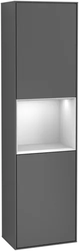 VILLEROY BOCH Vysoká skříňka Finion, s osvětlením, 2 dveře, 418 x 1516 x 270 mm, antracitový matný lak / bílý matný lak #F470MTGK