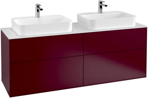 VILLEROY BOCH Toaletní skříňka Finion, 4 výsuvy, 1600 x 603 x 501 mm, Peony Matt Lacquer / Glass White Matt #F43100HB