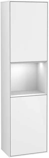 VILLEROY BOCH Vysoká skříňka Finion, s osvětlením, 2 dveře, 418 x 1516 x 270 mm, lesklý bílý lak / bílý matný lak #F470MTGF