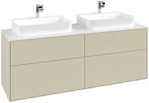 VILLEROY BOCH Toaletní skříňka Finion, 4 výsuvy, 1600 x 603 x 501 mm, hedvábně šedý matný lak / sklo bílé matné #F43100HJ