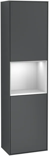 VILLEROY BOCH Vysoká skříňka Finion, s osvětlením, 2 dveře, 418 x 1516 x 270 mm, Midnight Blue Matt Lacquer / White Matt Lacquer #F470MTHG