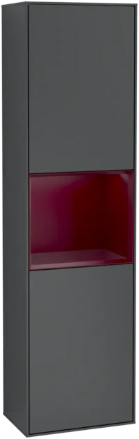 VILLEROY BOCH Vysoká skříňka Finion, s osvětlením, 2 dveře, 418 x 1516 x 270 mm, Midnight Blue Matt Lacquer / Peony Matt Lacquer #F460HBHG