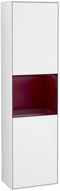 VILLEROY BOCH Vysoká skříňka Finion, s osvětlením, 2 dveře, 418 x 1516 x 270 mm, lesklý bílý lak / matný lak Peony #F460HBGF