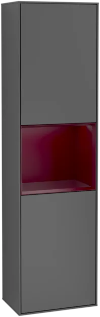 VILLEROY BOCH Vysoká skříňka Finion, s osvětlením, 2 dveře, 418 x 1516 x 270 mm, antracitový matný lak / pivoňkový matný lak #F460HBGK