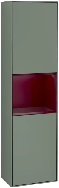 VILLEROY BOCH Vysoká skříňka Finion, s osvětlením, 2 dveře, 418 x 1516 x 270 mm, olivový matný lak / pivoňkový matný lak #F460HBGM