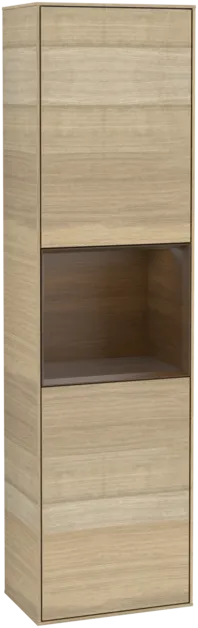 VILLEROY BOCH Vysoká skříňka Finion, s osvětlením, 2 dveře, 418 x 1516 x 270 mm, dubová dýha / ořechová dýha #F470GNPC