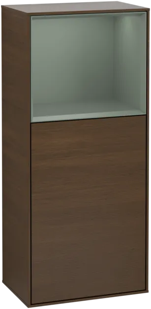 VILLEROY BOCH Boční skříňka Finion, s osvětlením, 1 dvířka, 418 x 936 x 270 mm, ořechová dýha / olivově matný lak #F500GMGN