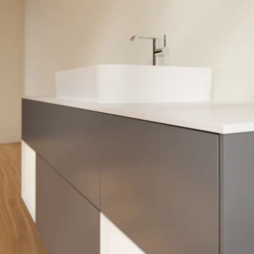 VILLEROY BOCH Toaletní skříňka Finion, s osvětlením, 4 výsuvy, 1600 x 603 x 501 mm, antracitový matný lak / bílý matný lak / bílé matné sklo #F451MTGK, obrázek 6