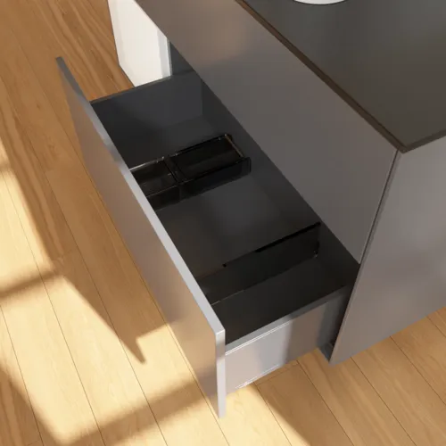 VILLEROY BOCH Toaletní skříňka Finion, s osvětlením, 3 výsuvy, 1200 x 603 x 501 mm, antracitový matný lak / bílý matný lak / černé matné sklo #F412MTGK, obrázek 7