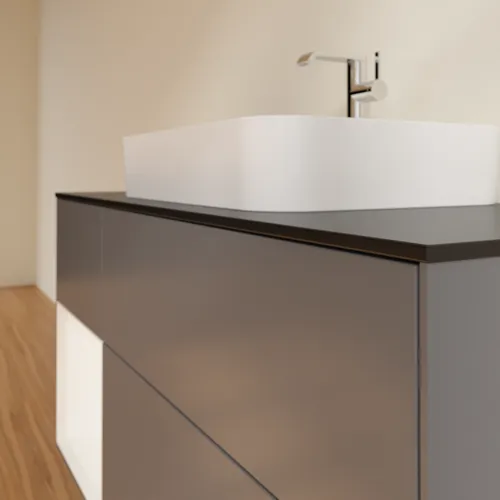 VILLEROY BOCH Toaletní skříňka Finion, s osvětlením, 3 výsuvy, 1200 x 603 x 501 mm, antracitový matný lak / bílý matný lak / černé matné sklo #F412MTGK, obrázek 6