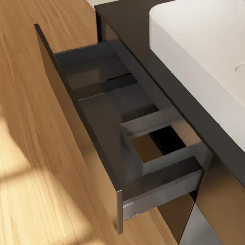 VILLEROY BOCH Toaletní skříňka Finion, s osvětlením, 3 výsuvy, 1200 x 603 x 501 mm, černý matný lak / antracitový matný lak / černé matné sklo #F422GKPD, obrázek 8