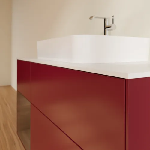 VILLEROY BOCH Toaletní skříňka Finion, s osvětlením, 3 výsuvy, 1200 x 603 x 501 mm, matný lak Peony / ořechová dýha / bílé matné sklo #F411GNHB, obrázek 6