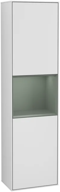 VILLEROY BOCH Vysoká skříňka Finion, s osvětlením, 2 dveře, 418 x 1516 x 270 mm, bílý matný lak / olivový matný lak #F460GMMT