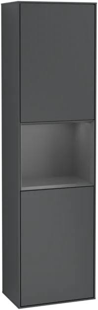 VILLEROY BOCH Vysoká skříňka Finion, s osvětlením, 2 dveře, 418 x 1516 x 270 mm, Midnight Blue Matt Lacquer / Anthracite Matt Lacquer #F460GKHG